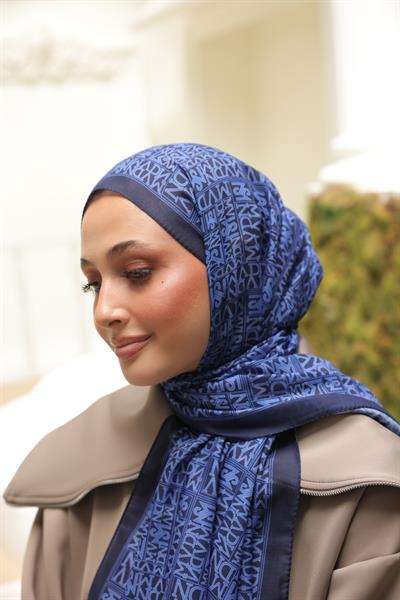 Kaşe Desenli Pamuk Şal Gece Mavisi