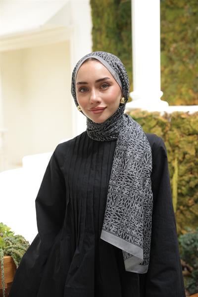 Kaşe Desenli Pamuk Şal Gümüş