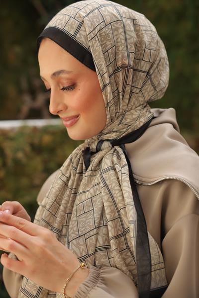 Kaşe Desenli Pamuk Şal Krem