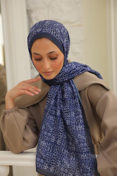 Kaşe Desenli Pamuk Şal Mor Mavi