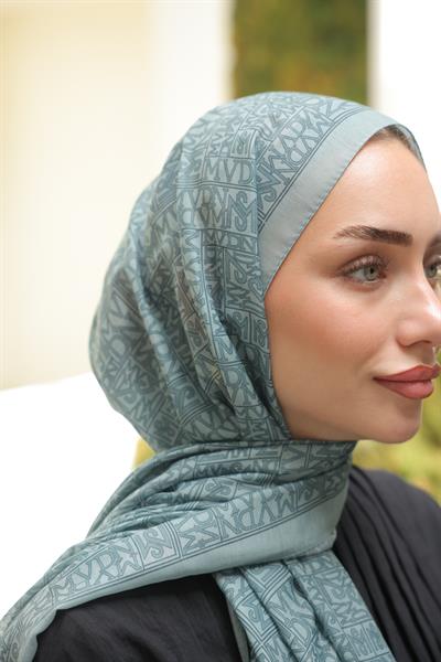 Kaşe Desenli Pamuk Şal Su Yeşili