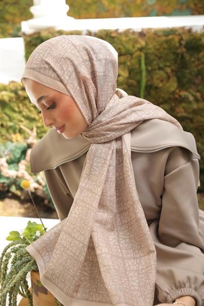 Kaşe Desenli Pamuk Şal Vizon