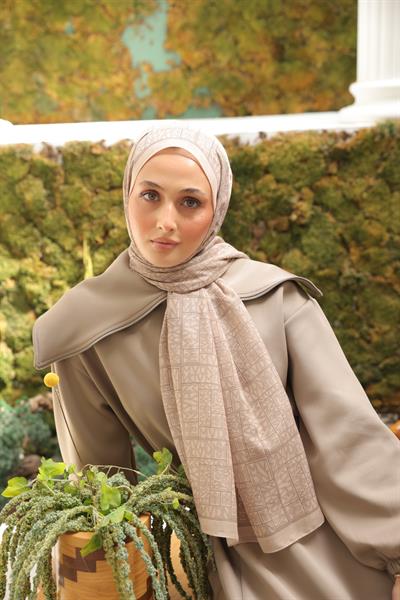 Kaşe Desenli Pamuk Şal Vizon