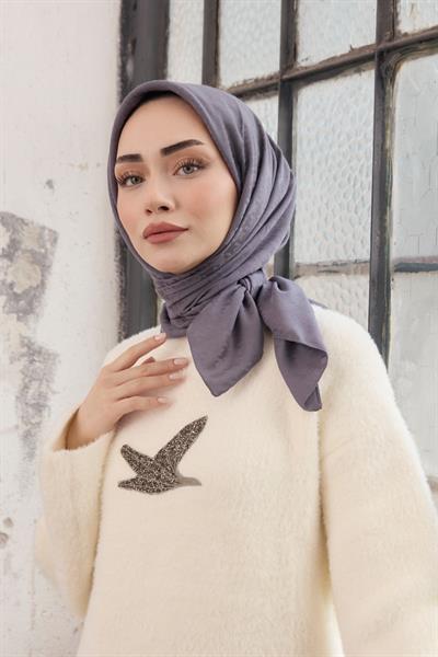 Kazayağı Desen Jakar Eşarp Duman Gri