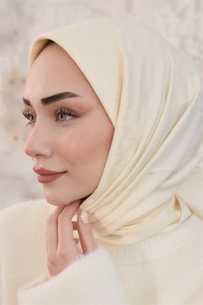 Kazayağı Desen Jakar Eşarp Ekru