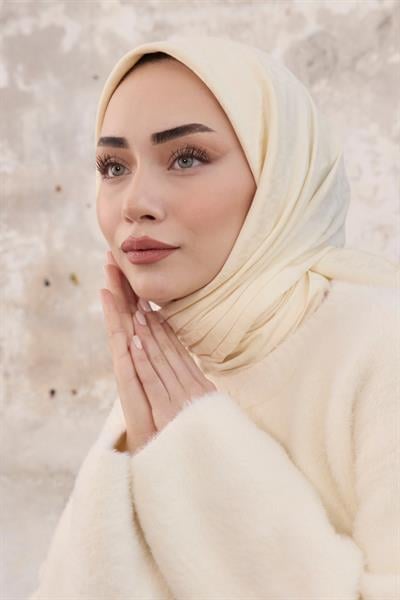 Kazayağı Desen Jakar Eşarp Ekru