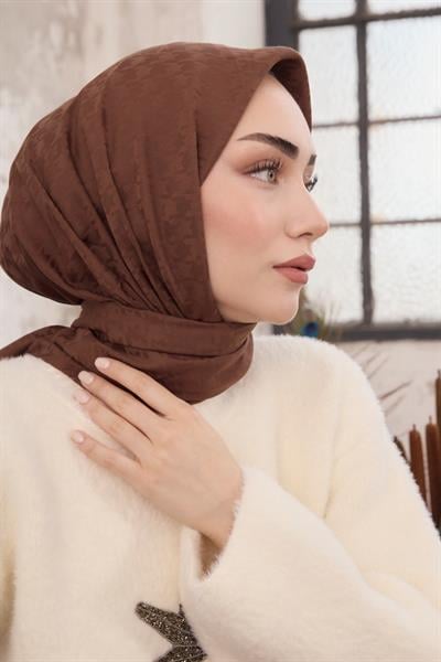 Kazayağı Desen Jakar Eşarp Kahve