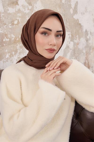 Kazayağı Desen Jakar Eşarp Kahve