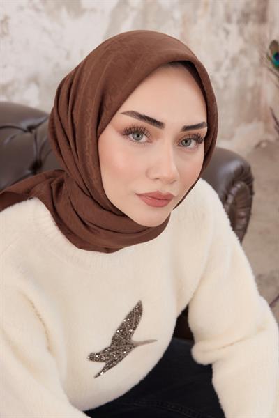Kazayağı Desen Jakar Eşarp Kahve