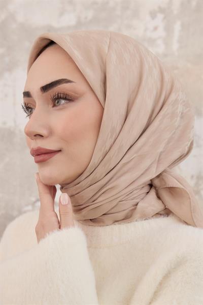 Kazayağı Desen Jakar Eşarp Krem