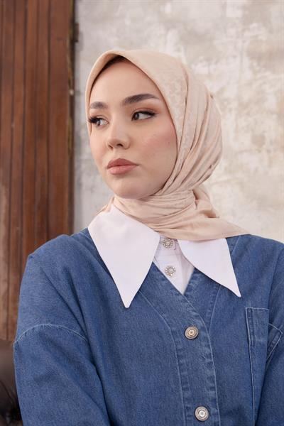 Kazayağı Desen Jakar Eşarp Latte