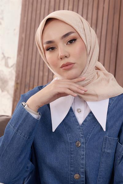 Kazayağı Desen Jakar Eşarp Latte