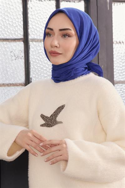 Kazayağı Desen Jakar Eşarp Saks