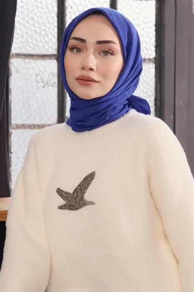 Kazayağı Desen Jakar Eşarp Saks