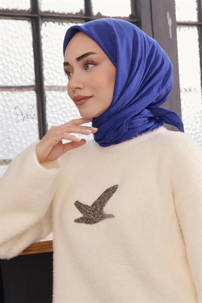 Kazayağı Desen Jakar Eşarp Saks