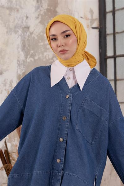 Kazayağı Desen Jakar Eşarp Sarı