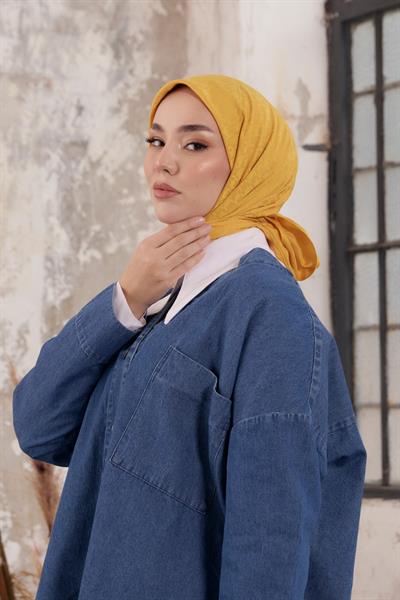 Kazayağı Desen Jakar Eşarp Sarı