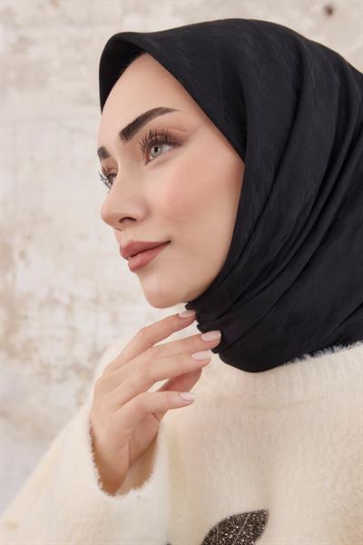 Kazayağı Desen Jakar Eşarp Siyah