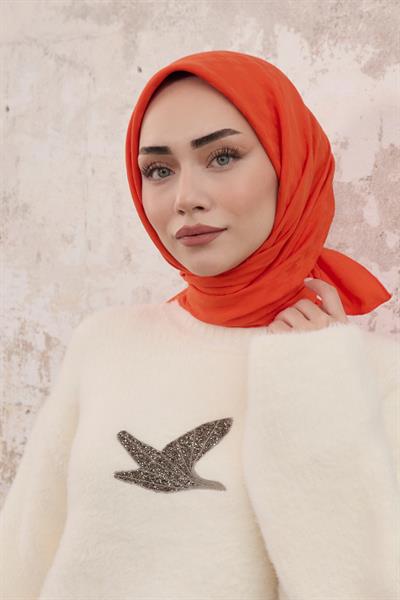 Kazayağı Desen Jakar Eşarp Turuncu