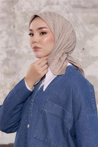 Kazayağı Desen Jakar Eşarp Vizon