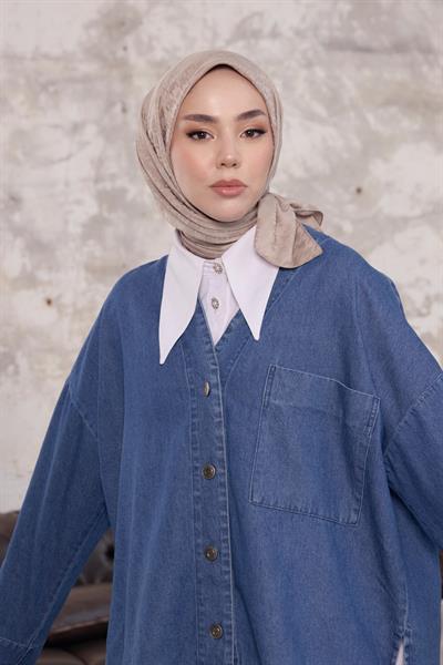 Kazayağı Desen Jakar Eşarp Vizon