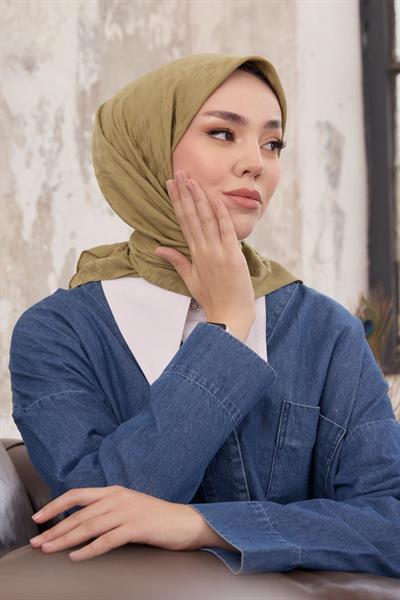 Kazayağı Desen Jakar Eşarp Yağ Yeşili