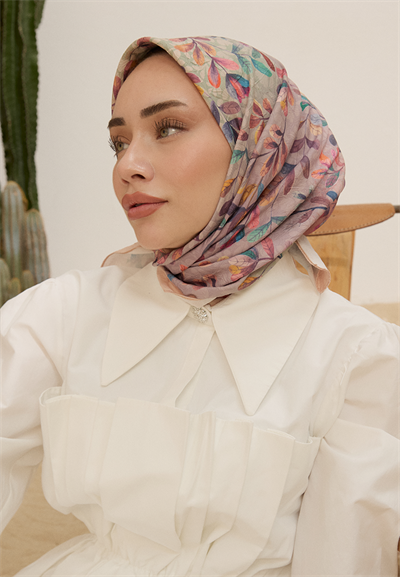 Leaf Desen Bambu Kraş Eşarp Pastel Pembe