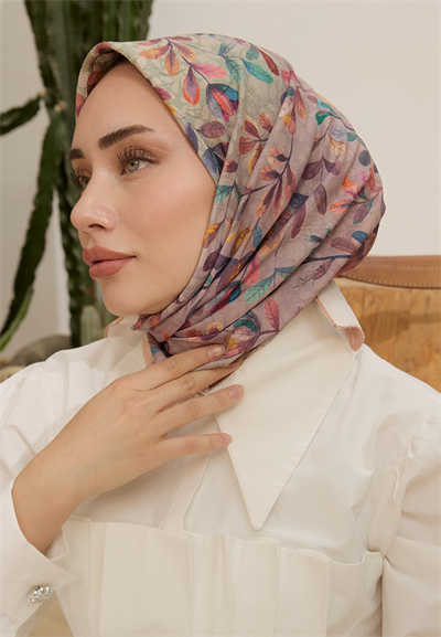 Leaf Desen Bambu Kraş Eşarp Pastel Pembe
