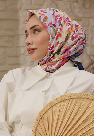 Leaf Desen Bambu Kraş Eşarp Vizon