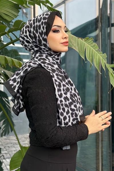 Leopar Desen Kraş Şal Gümüş