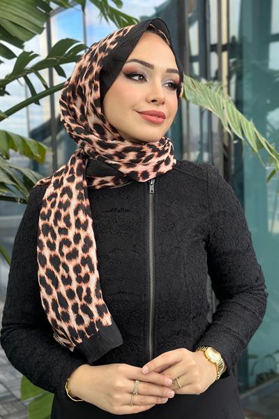 Leopar Desen Kraş Şal Siyah