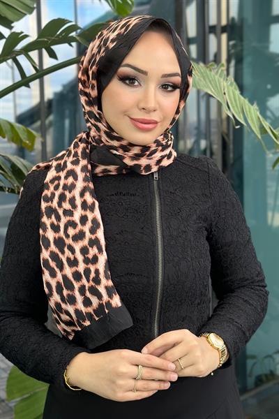 Leopar Desen Kraş Şal Siyah