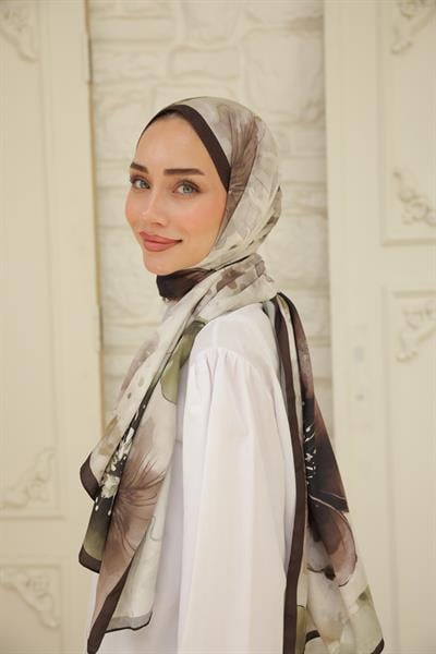 Liva Desenli Pamuk Şal Kahve