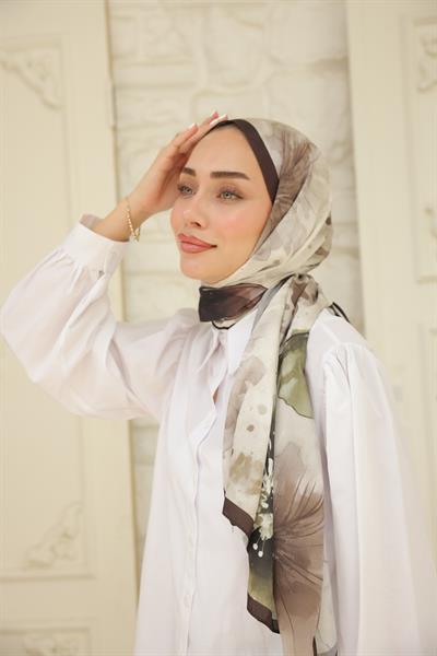 Liva Desenli Pamuk Şal Kahve