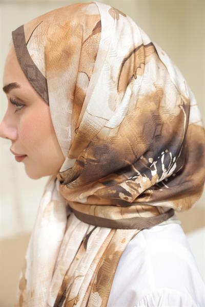 Liva Desenli Pamuk Şal Karamel