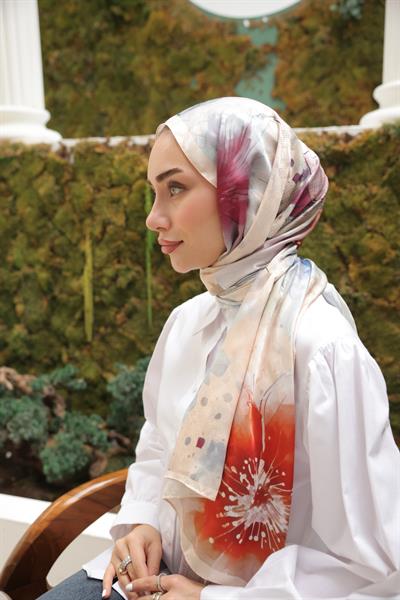 Liva Desenli Pamuk Şal Krem