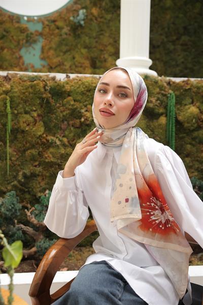 Liva Desenli Pamuk Şal Krem