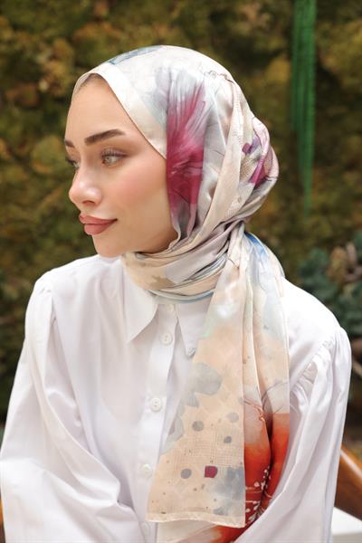 Liva Desenli Pamuk Şal Krem