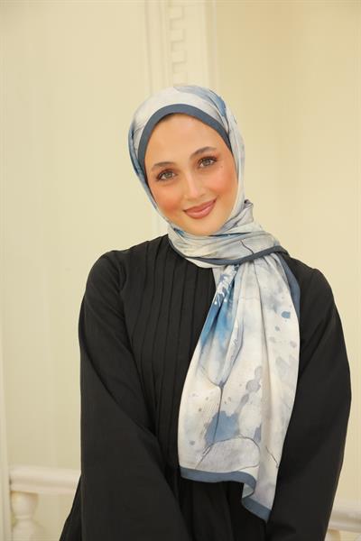 Liva Desenli Pamuk Şal Mavi