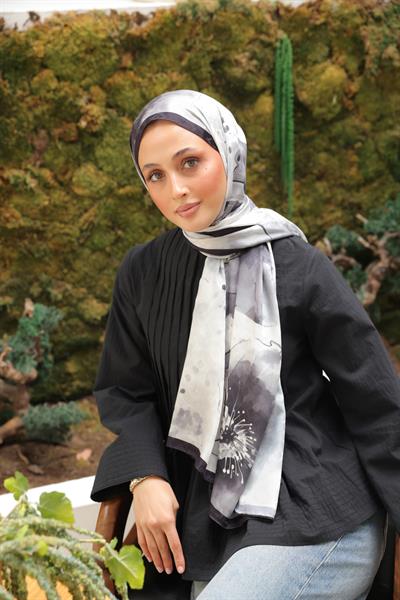 Liva Desenli Pamuk Şal Siyah