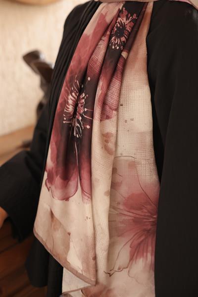 Liva Desenli Pamuk Şal Vizon