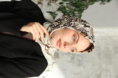 Luna Desen Bambu Kraş Eşarp Acı Kahve