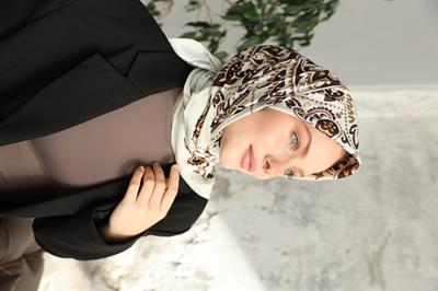 Luna Desen Bambu Kraş Eşarp Acı Kahve