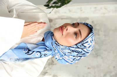 Luna Desen Bambu Kraş Eşarp Bebe Mavi