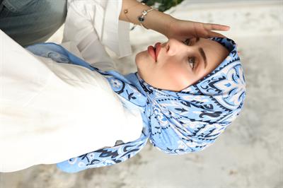 Luna Desen Bambu Kraş Eşarp Bebe Mavi