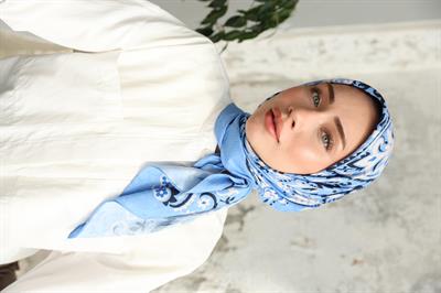 Luna Desen Bambu Kraş Eşarp Bebe Mavi