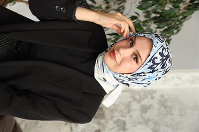 Luna Desen Bambu Kraş Eşarp Beyaz