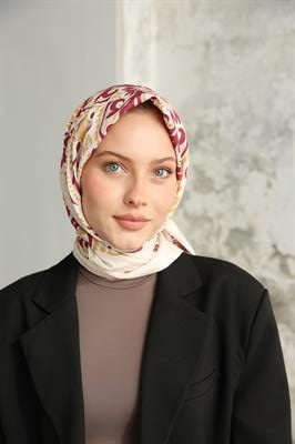 Luna Desen Bambu Kraş Eşarp Bordo