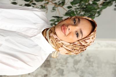 Luna Desen Bambu Kraş Eşarp Çikolata