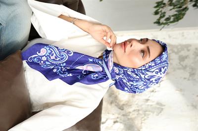 Luna Desen Bambu Kraş Eşarp Eflatun